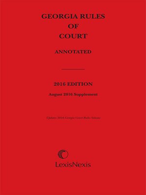 cover image of Georgia Rules of Court Annotated